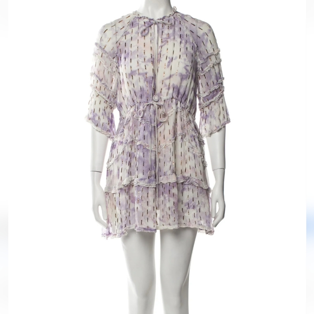 HEMANT & NANDITA Mini Purple Ruffle Dress Size Small